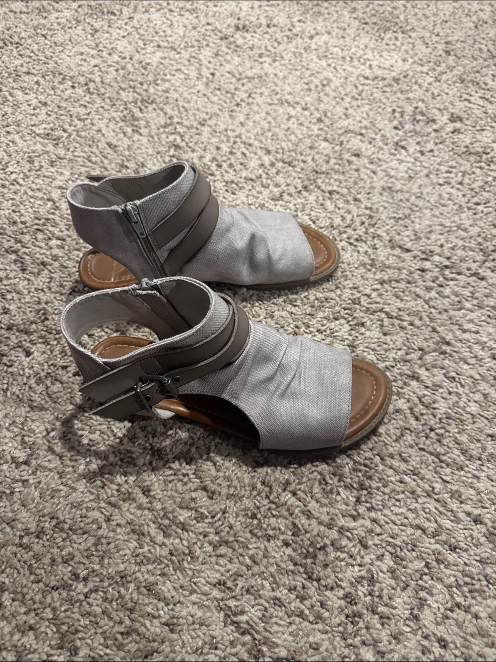 Blowfish Gray Open-Toe Strappy Ankle Sandals